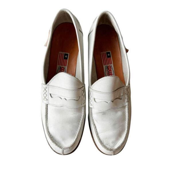 Mocassins blancs cuir College Elephant Paris Vintage