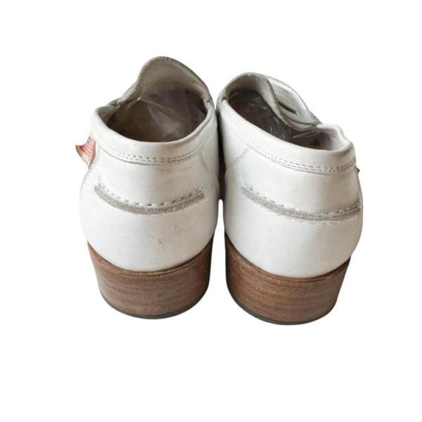 Mocassins blancs cuir College Elephant Paris Vintage