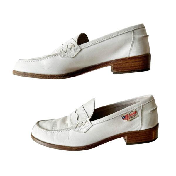 Mocassins blancs cuir College Elephant Paris Vintage