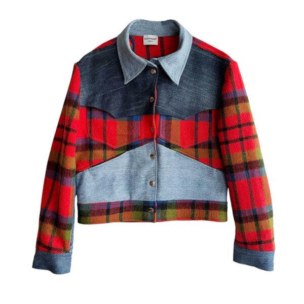 Veste Vegas tartan denim Elephant Paris Design