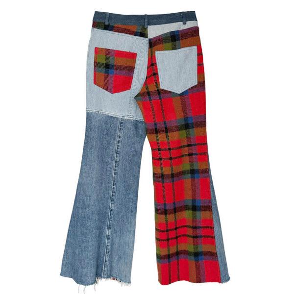 Flare 6 poches tartan denim Elephant Paris Design