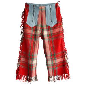 Bootcut court bleu ciel Tartan Elephant Paris Design