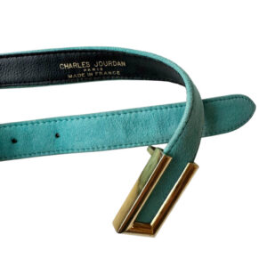 Ceinture daim turquoise Charles Jourdan Elephant Paris Vintage