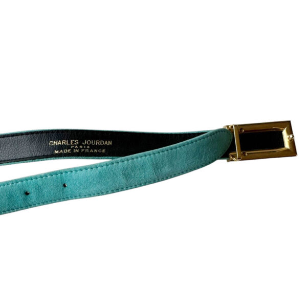 Ceinture daim turquoise Charles Jourdan Elephant Paris Vintage