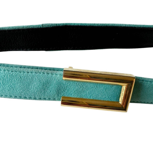 Ceinture daim turquoise Charles Jourdan Elephant Paris Vintage