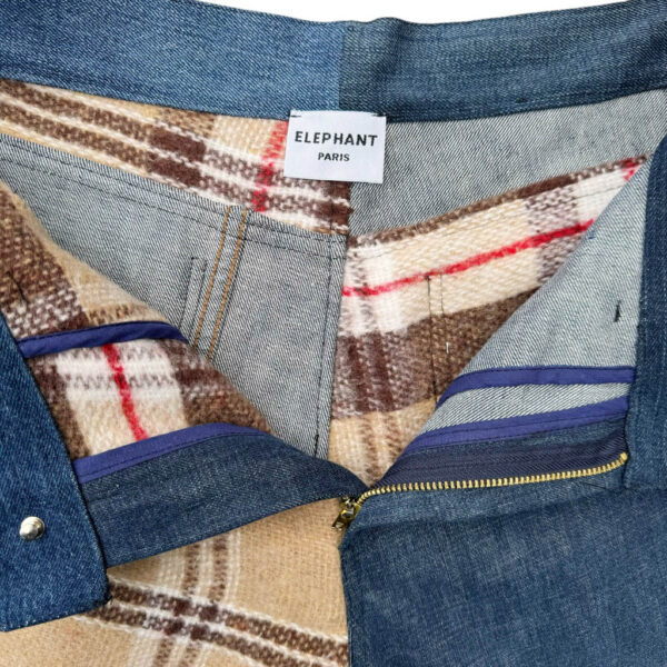 Flare 6 poches Tartan denim Elephant Paris Design