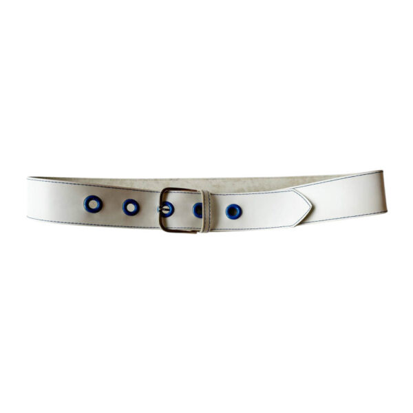 Ceinture vinyl blanc bleu Elephant Paris Vintage