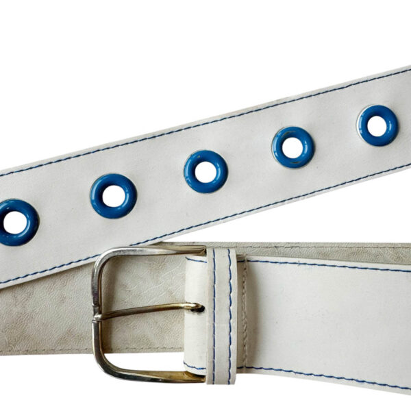 Ceinture vinyl blanc bleu Elephant Paris Vintage