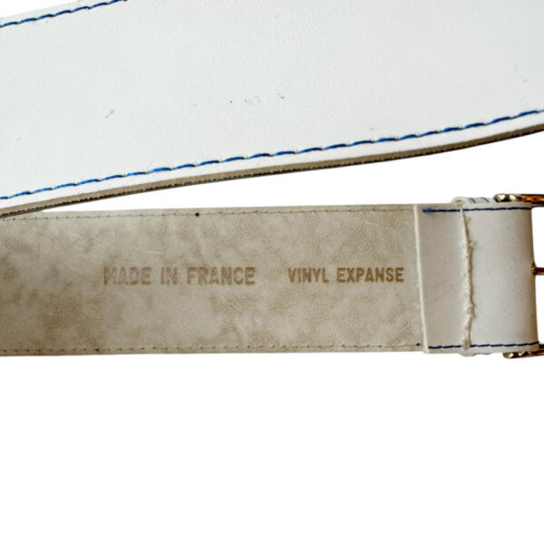 Ceinture vinyl blanc bleu Elephant Paris Vintage