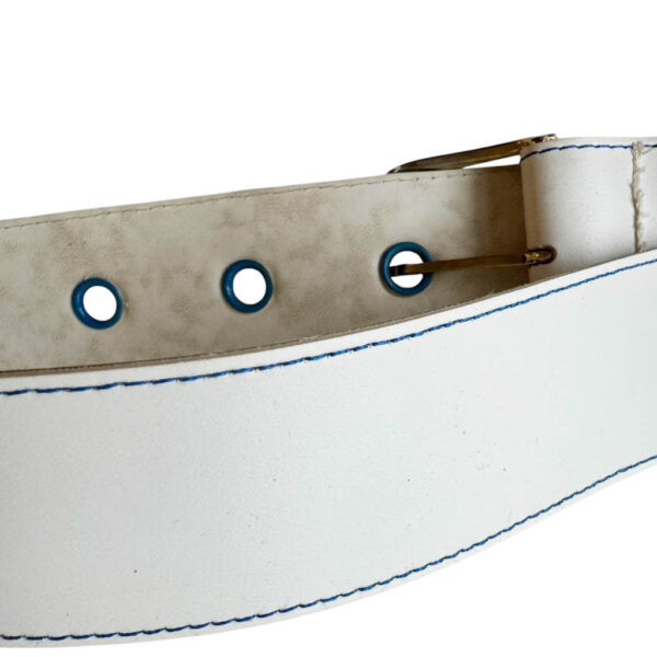 Ceinture vinyl blanc bleu Elephant Paris Vintage