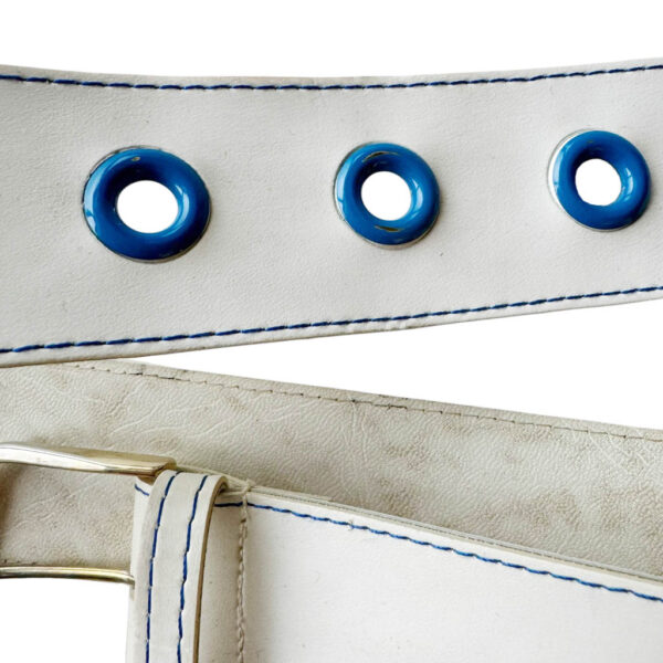 Ceinture vinyl blanc bleu Elephant Paris Vintage