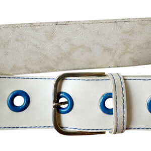 Ceinture vinyl blanc bleu Elephant Paris Vintage