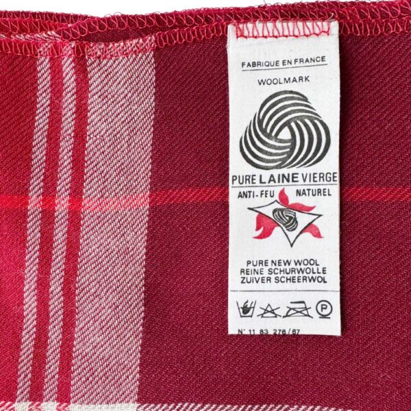 Plaid laine Air France Tartan rouge Elephant Paris Vintage