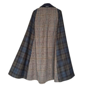 Cape quadricolore tartan laine kaki Elephant Paris Design