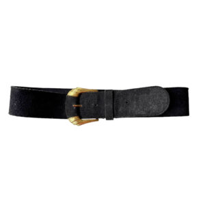 Ceinture noire cuir et or 80s Elephant Paris Vintage