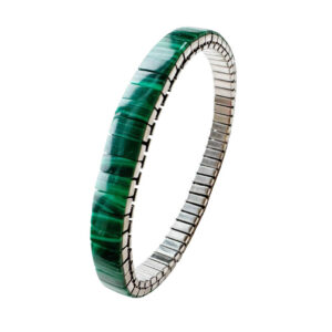 Bracelet métal élastique malachite Elephant Paris Vintage