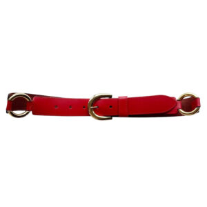 Large ceinture cuir rouge et or Elephant Paris Vintage