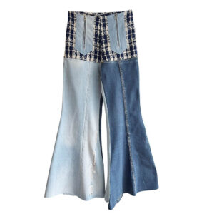 Bootcut tartan marine denim Elephant Paris Design