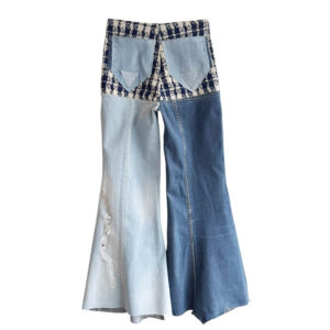 Bootcut tartan marine denim Elephant Paris Design