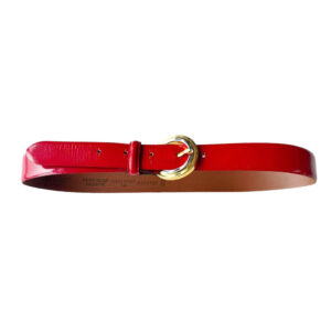 Ceinture cuir verni rouge Elephant Paris Vintage