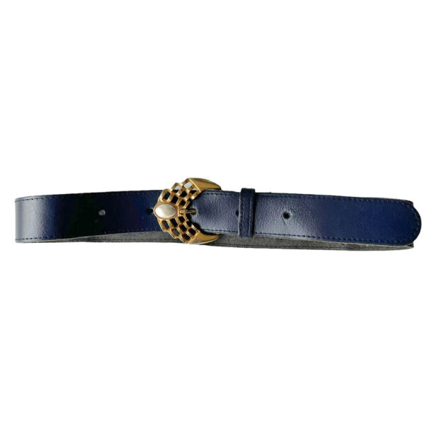 Ceinture cuir marine perle Elephant Paris Vintage