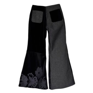 Bootcut velours brodé denim black Elephant Paris Design